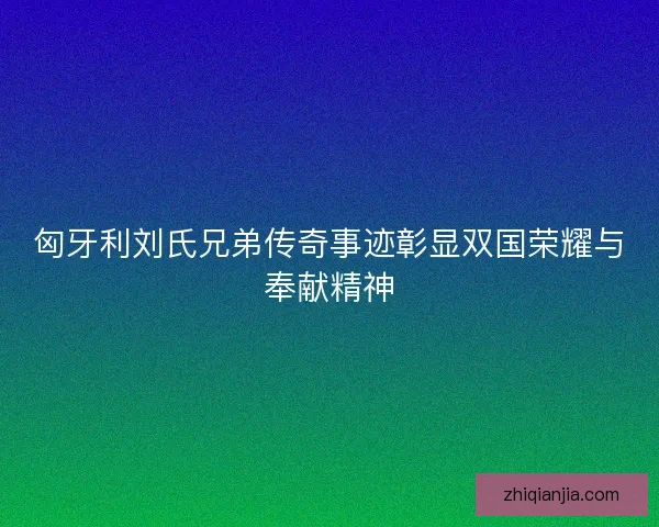 匈牙利刘氏兄弟传奇事迹彰显双国荣耀与奉献精神